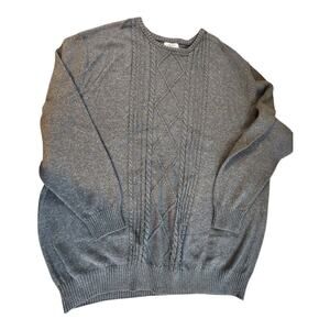 Liberty Blues mens 4XL big gray cotton cable knit sweater pull over long sleeve